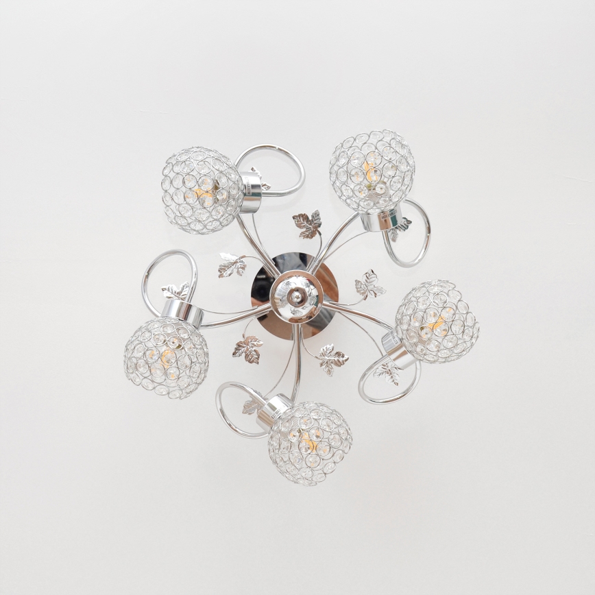 Pinnale kinnitatav lühter SOPHIA 5xE27/15W/230V läikiv kroom/läbipaistev