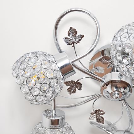 Pinnale kinnitatav lühter SOPHIA 5xE27/15W/230V läikiv kroom/läbipaistev