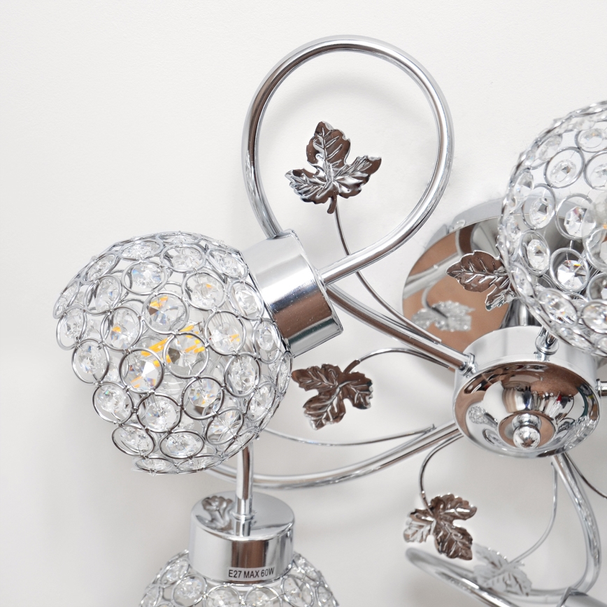 Pinnale kinnitatav lühter SOPHIA 5xE27/15W/230V läikiv kroom/läbipaistev