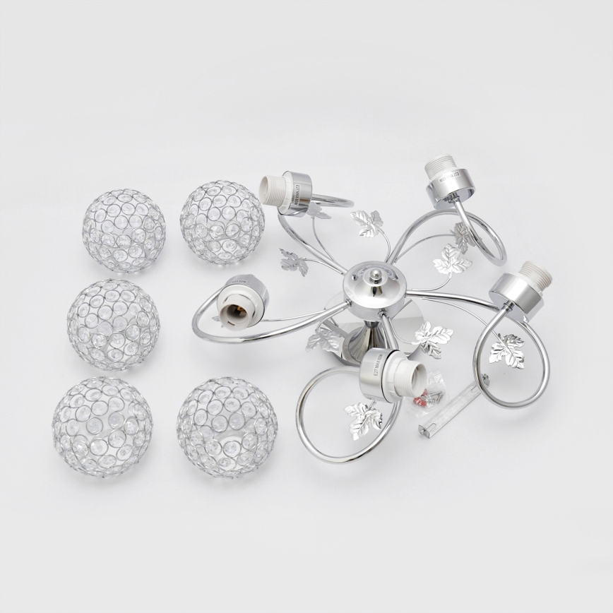 Pinnale kinnitatav lühter SOPHIA 5xE27/15W/230V läikiv kroom/läbipaistev