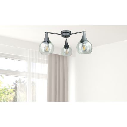Pinnale kinnitatav lühter STAR 3xE27/60W/230V must/läbipaistev