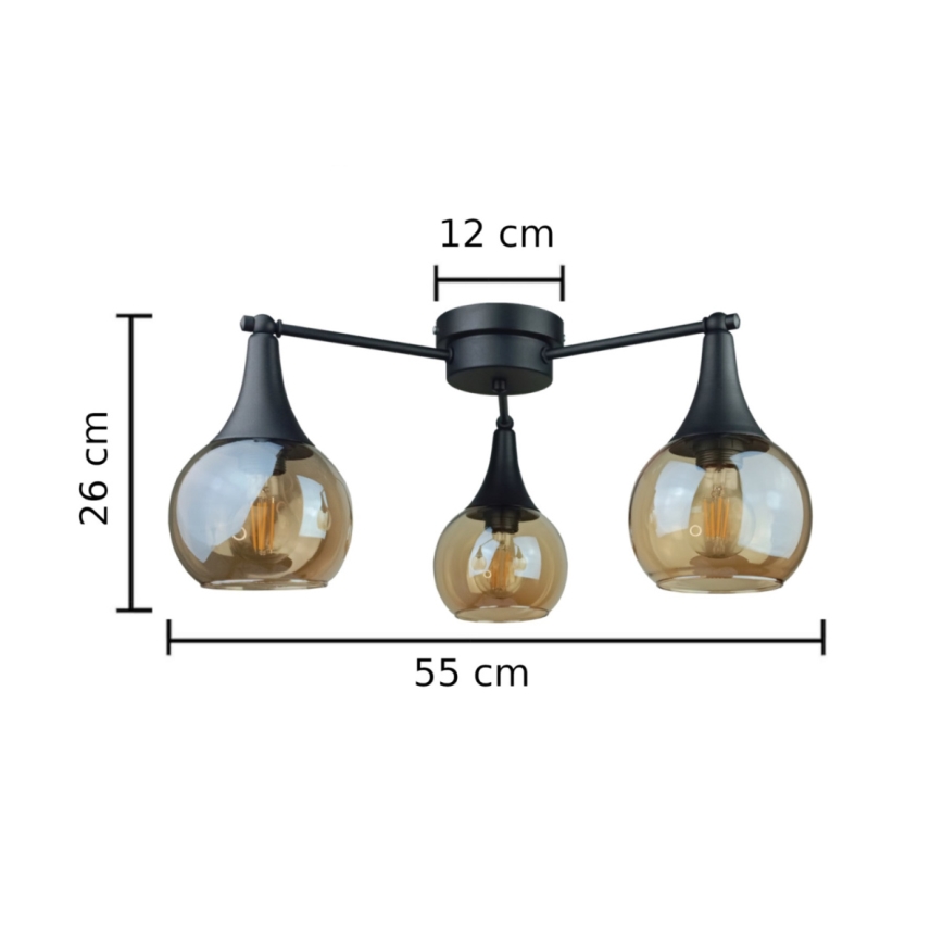 Pinnale kinnitatav lühter STAR 3xE27/60W/230V must/suitsune beež