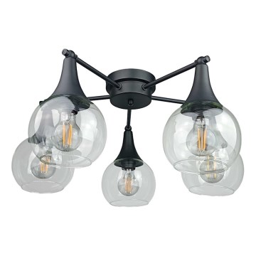 Pinnale kinnitatav lühter STAR 5xE27/60W/230V must/läbipaistev