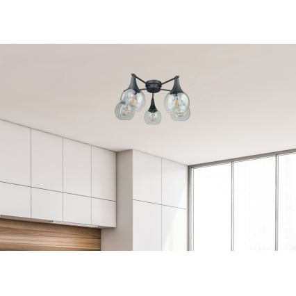 Pinnale kinnitatav lühter STAR 5xE27/60W/230V must/läbipaistev