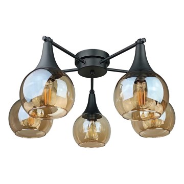 Pinnale kinnitatav lühter STAR 5xE27/60W/230V must/suitsune beež