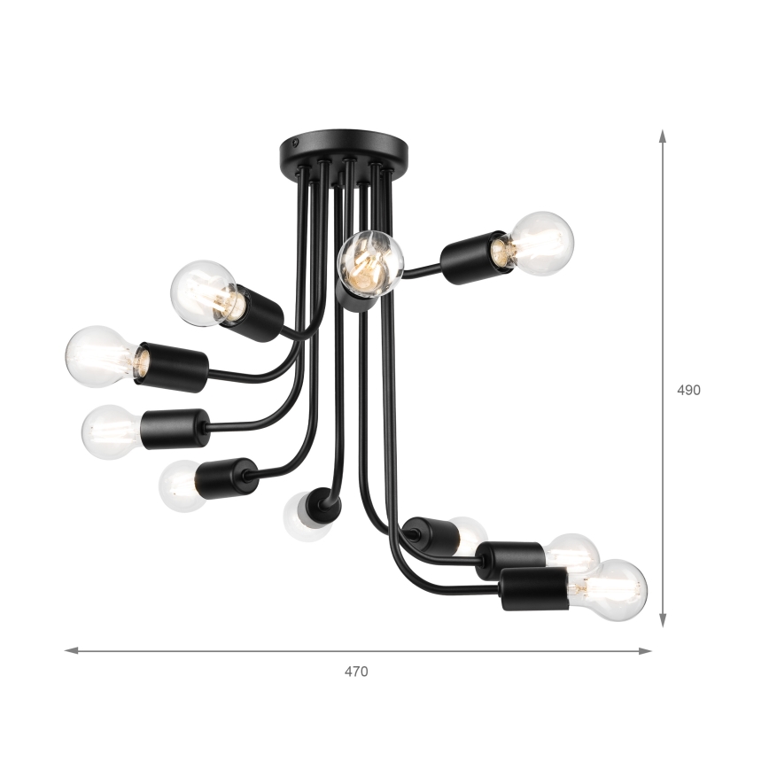 Pinnale kinnitatav lühter TRINITY 10xE27/15W/230V must