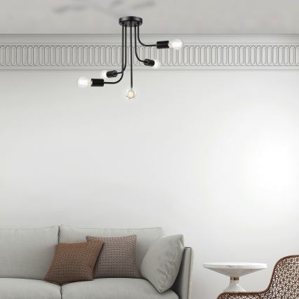 Pinnale kinnitatav lühter TRINITY 5xE27/15W/230V must