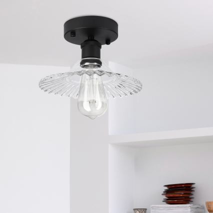 Pinnale kinnitatav lühter TRISH 1xE27/15W/230V must/läbipaistev