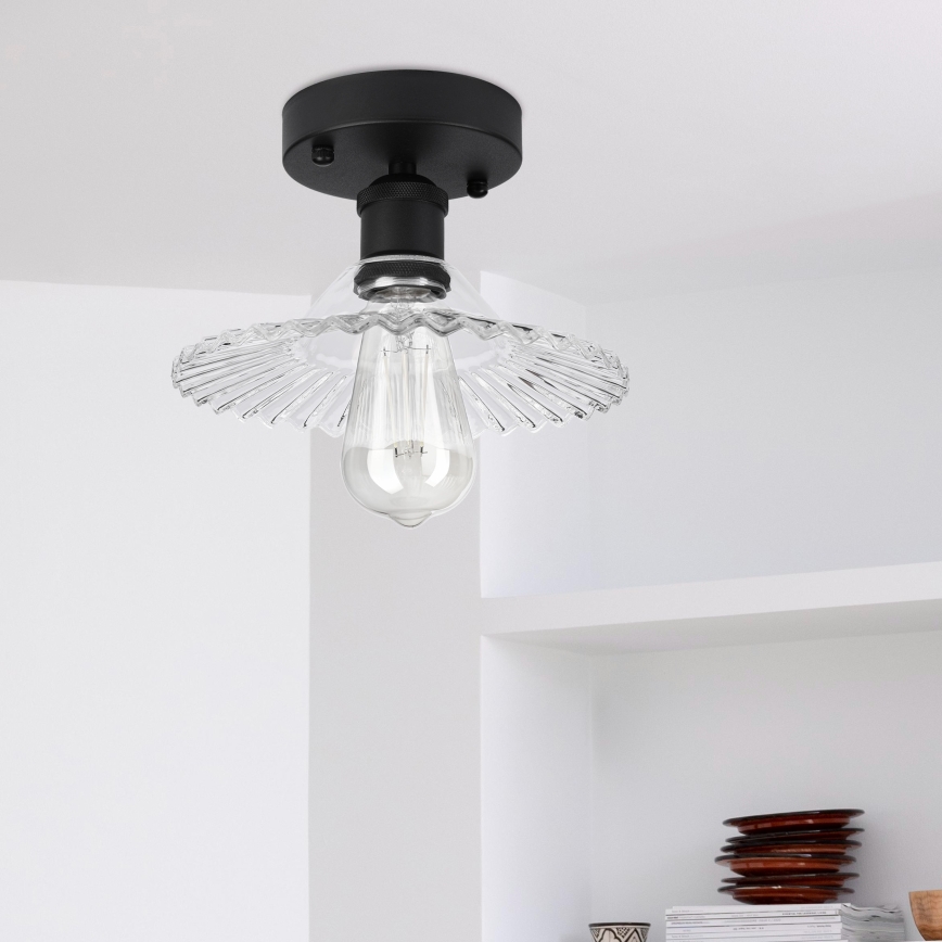 Pinnale kinnitatav lühter TRISH 1xE27/15W/230V must/läbipaistev