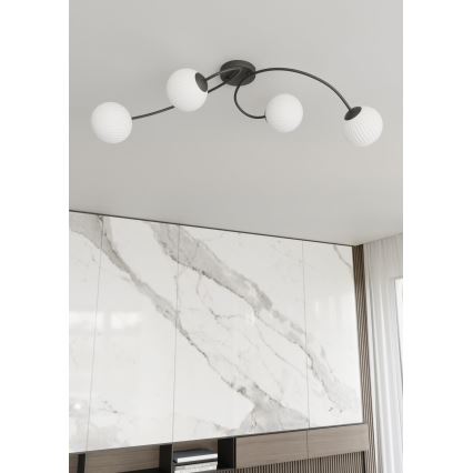 Pinnale kinnitatav lühter VIBRA 4xE14/10W/230V must/valge