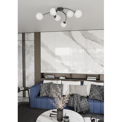 Pinnale kinnitatav lühter VIBRA 6xE14/10W/230V must/valge