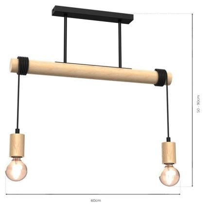 Pinnale kinnitatav lühter VIGA 2xE27/60W/230V puit