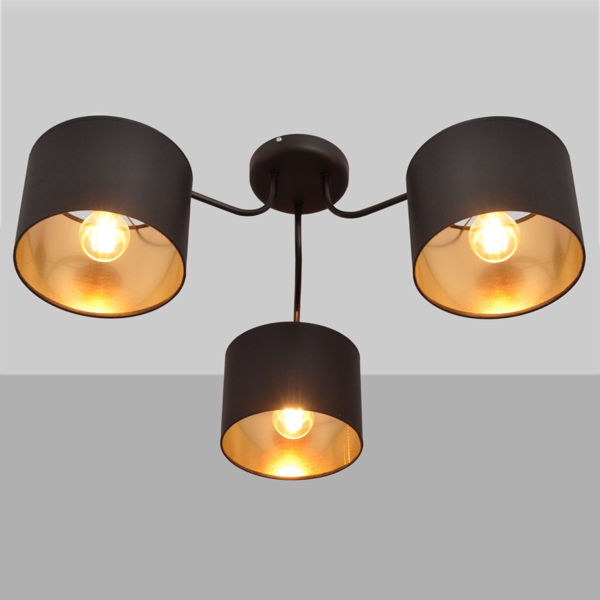 Pinnale kinnituv lühter ALBA 3xE27/15W/230V must/kuldne