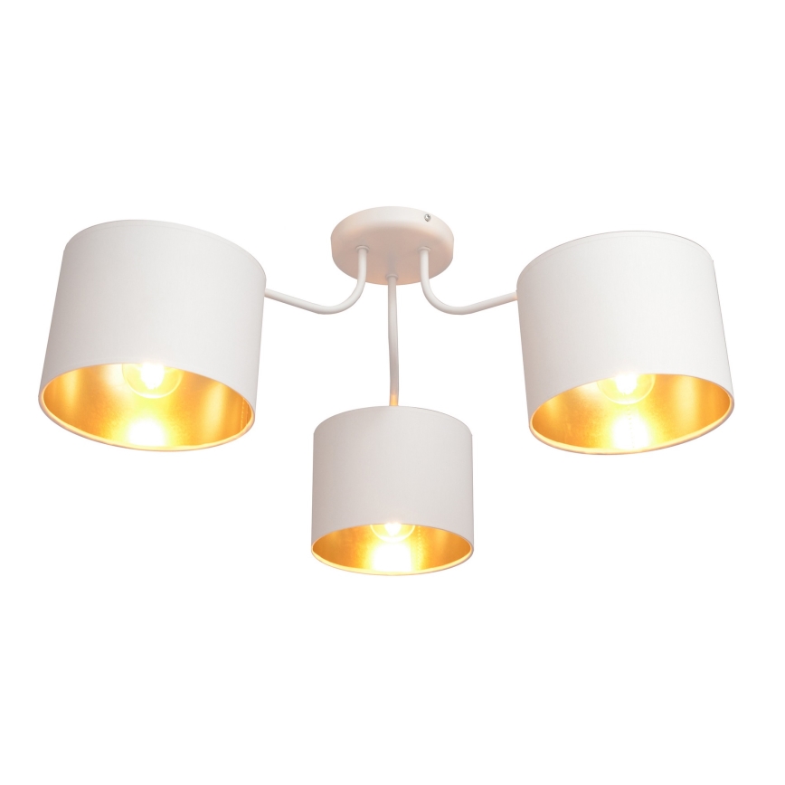 Pinnale kinnituv lühter ALBA 3xE27/15W/230V valge/kuldne