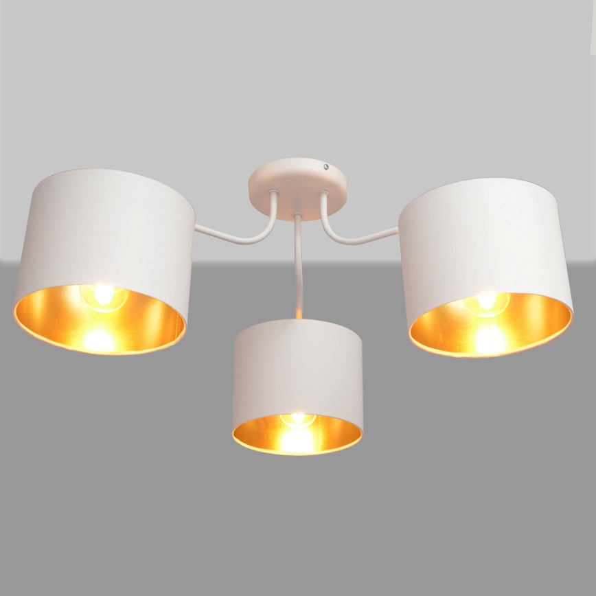 Pinnale kinnituv lühter ALBA 3xE27/15W/230V valge/kuldne