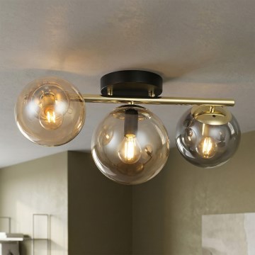 Pinnale paigaldatav lühter AURIS 3xE14/15W/230V kuldne/suitsune must/beež