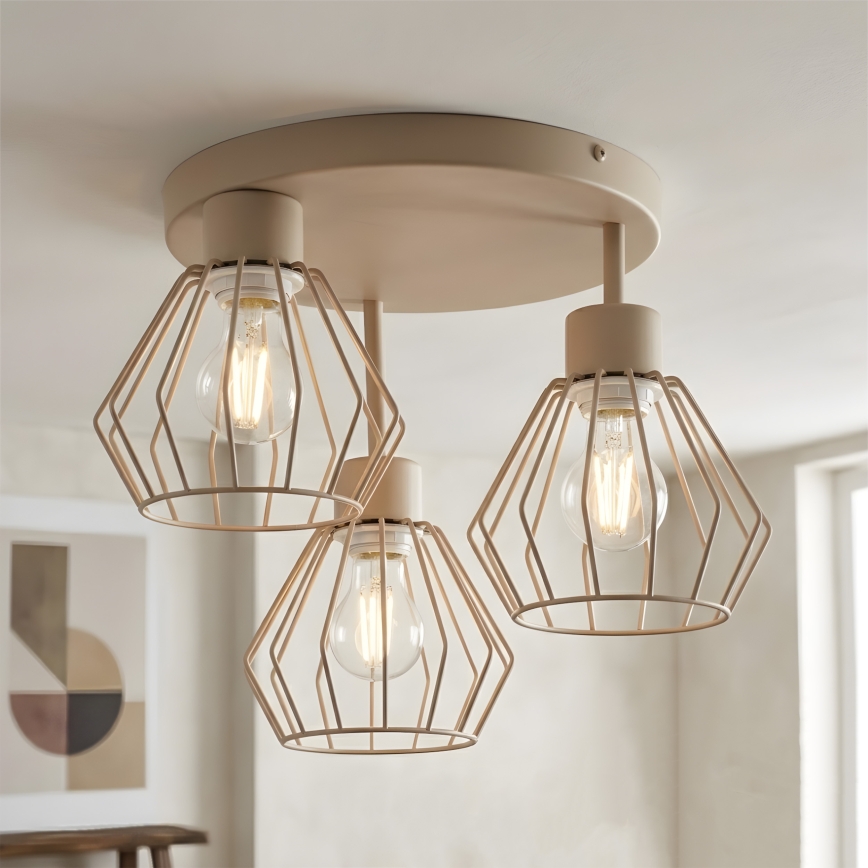Pinnapealne laelamp AUDREY 3xE27/60W/230V beež
