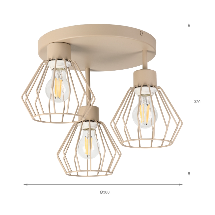 Pinnapealne laelamp AUDREY 3xE27/60W/230V beež