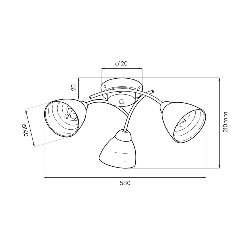 Pinnapealne laelamp CLARA 3xE27/15W/230V läikiv kroom
