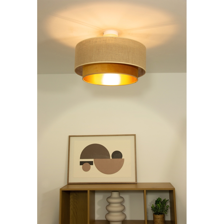 Pinnapealne laelamp SARTA 1xE27/60W/230V Ø 45 cm vaskne/juut
