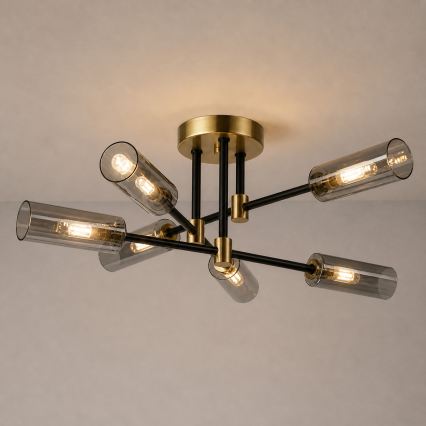 Pinnapealne laelamp TESSA 6xG9/5W/230V messing/suitsune must