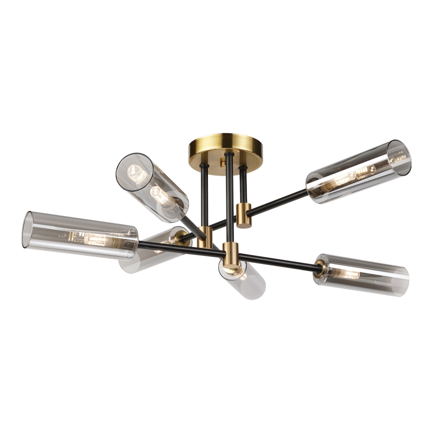 Pinnapealne laelamp TESSA 6xG9/5W/230V messing/suitsune must