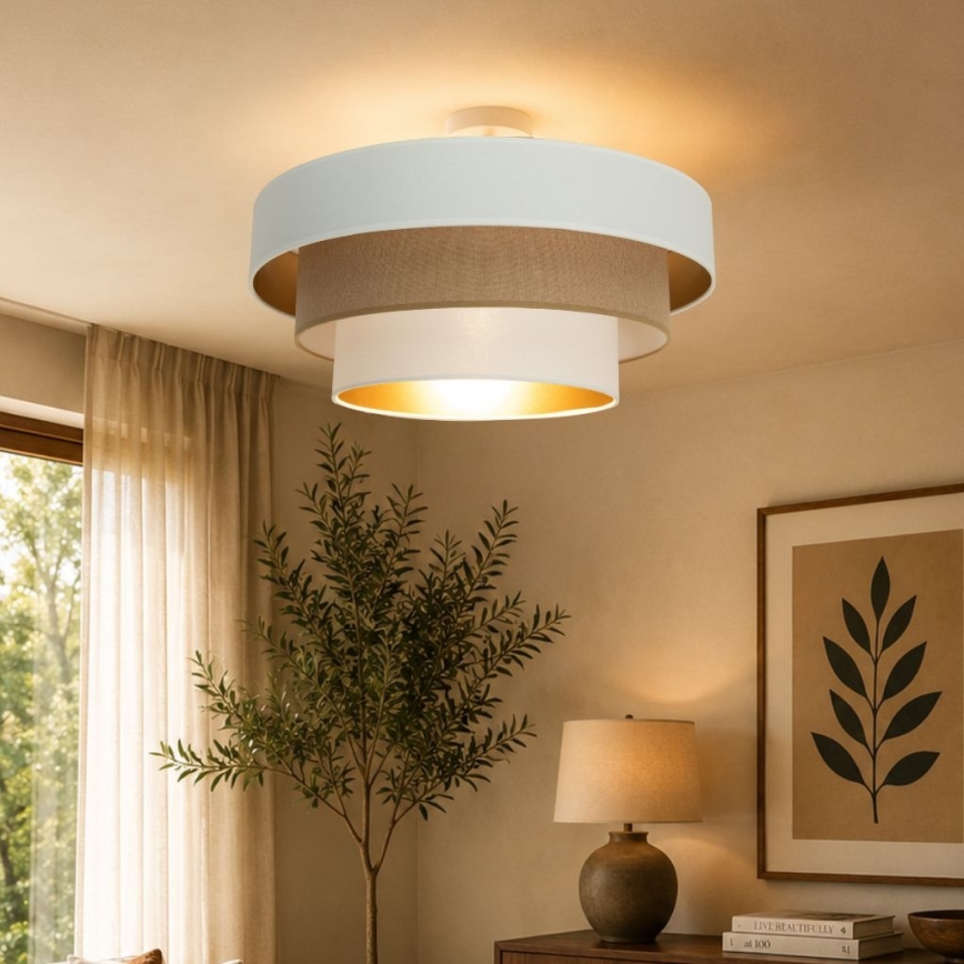 Pinnapealne laelamp WENTA 1xE27/60W/230V, läbimõõt 50 cm, valge/pruun
