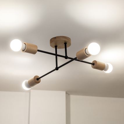 Pinnapealne laelühter CAMBRIDGE 4xE27/15W/230V männipuit