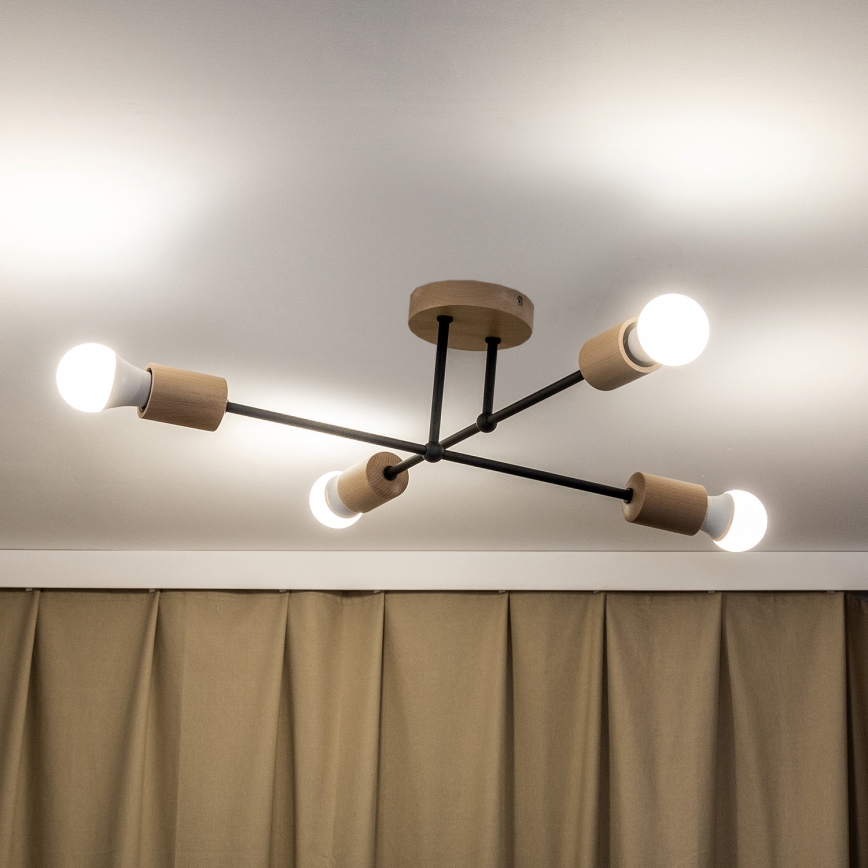 Pinnapealne laelühter CAMBRIDGE 4xE27/15W/230V männipuit