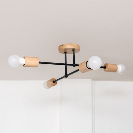Pinnapealne laelühter CAMBRIDGE 4xE27/15W/230V männipuit
