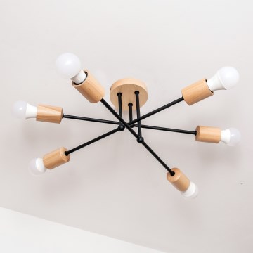 Pinnapealne laelühter CAMBRIDGE 6xE27/15W/230V, männipuit