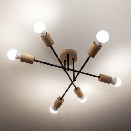 Pinnapealne laelühter CAMBRIDGE 6xE27/15W/230V, männipuit