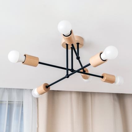 Pinnapealne laelühter CAMBRIDGE 6xE27/15W/230V, männipuit