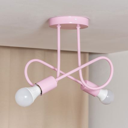 Pinnapealne laelühter OXFORD 2xE27/15W/230V roosa