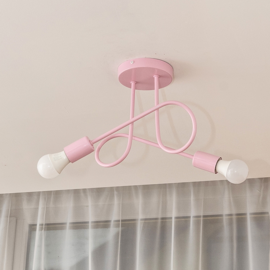 Pinnapealne laelühter OXFORD 2xE27/15W/230V roosa