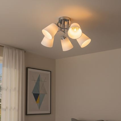 Pinnapealne laelühter PAFOS 5xE27/15W/230V läikiv kroom