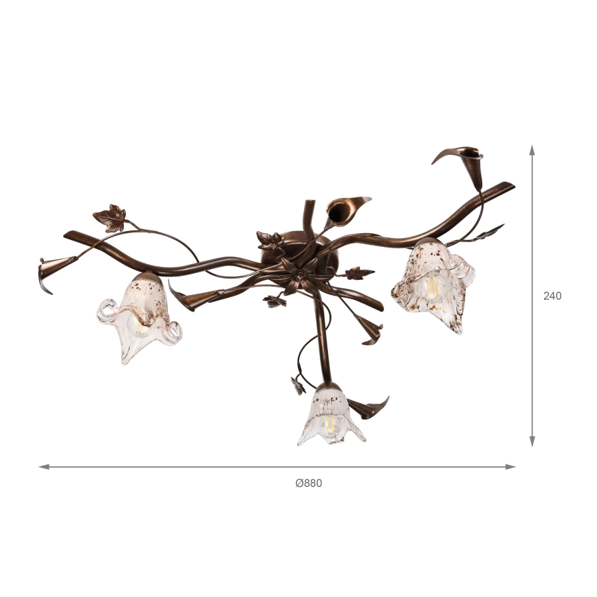 Pinnapealne laelühter ROZETA 3xE14/40W/230V pronksitooni