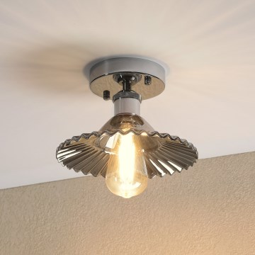 Pinnapealne laevalgusti TRISH 1xE27/15W/230V läikiv kroom/suitsune must