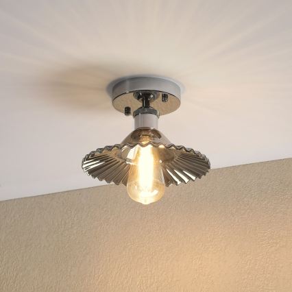 Pinnapealne laevalgusti TRISH 1xE27/15W/230V läikiv kroom/suitsune must