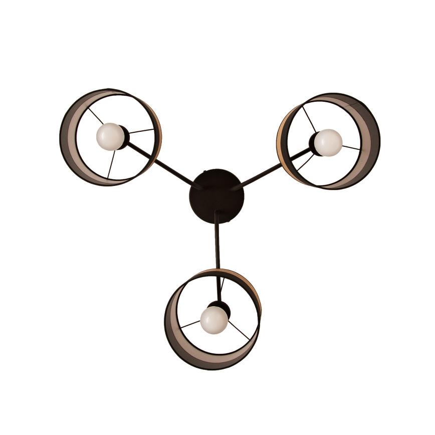 Pinnapealne lühter ALBA 3xE27/15W/230V Ø 66 cm must/pruun