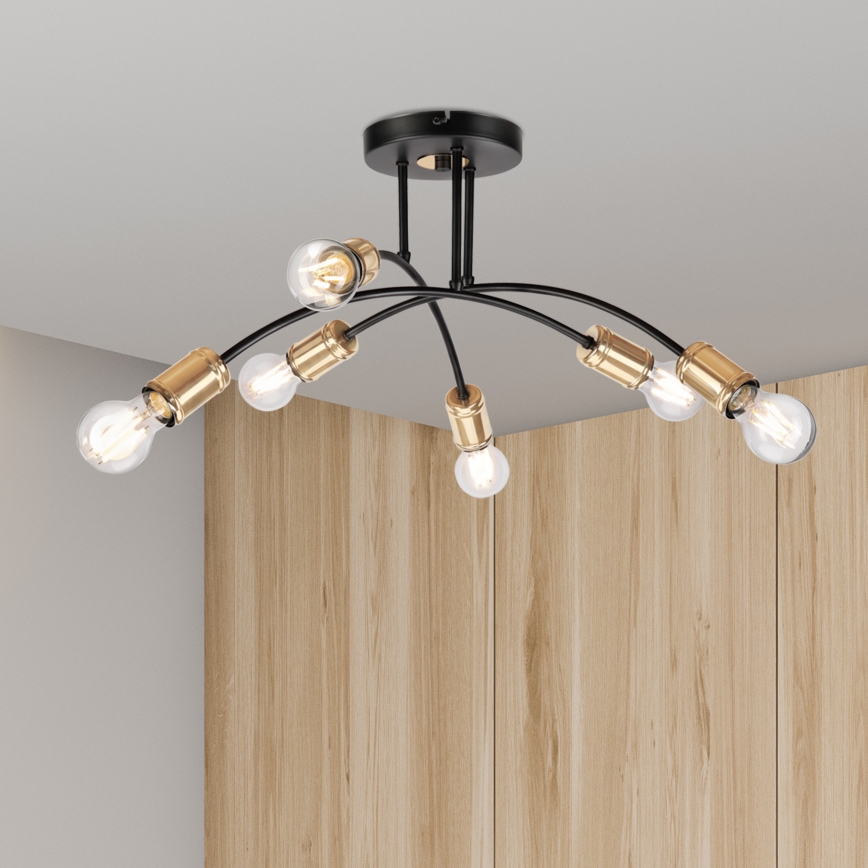 Pinnapealne lühter ANYA 6xE27/15W/230V must/kuldne