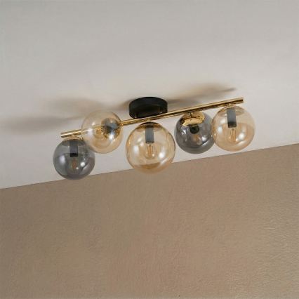 Pinnapealne lühter AURIS 5xE14/15W/230V kuldne/suitsune must/beež