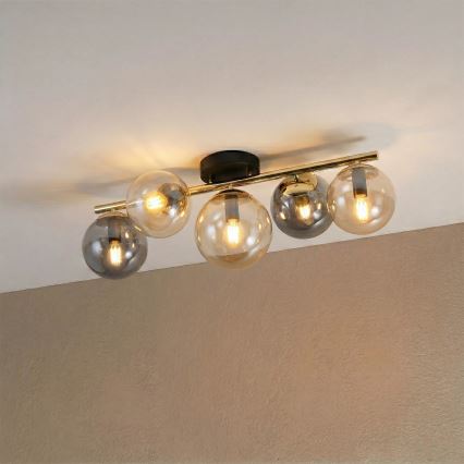 Pinnapealne lühter AURIS 5xE14/15W/230V kuldne/suitsune must/beež