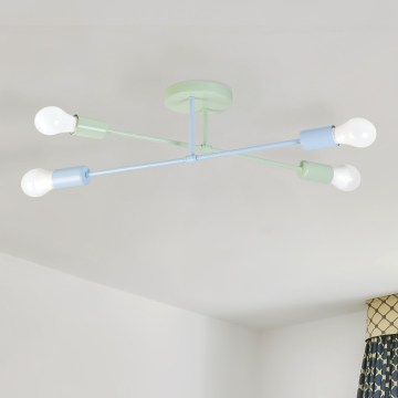Pinnapealne lühter CAMBRIDGE 4xE27/15W/230V roheline/sinine