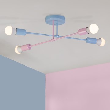 Pinnapealne lühter CAMBRIDGE 4xE27/15W/230V sinine/roosa