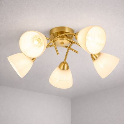 Pinnapealne lühter CLARA 5xE27/15W/230V kuldne