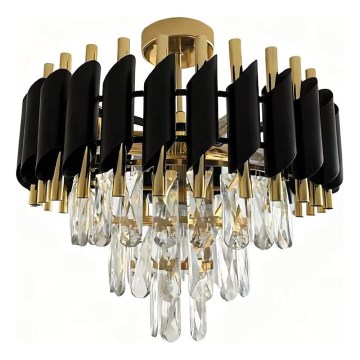 Pinnapealne lühter CRISTAL 5xE14/10W/230V, läbimõõt 38 cm, must/kuldne