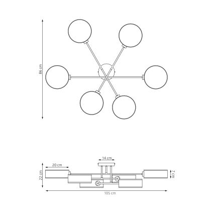Pinnapealne lühter MAGA 6xE14/10W/230V pruun