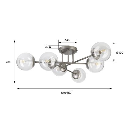 Pinnapealne lühter MALENA 6xE14/5W/230V mattkroom/läbipaistev