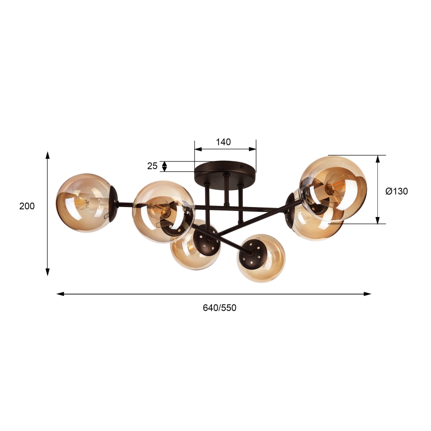 Pinnapealne lühter MALENA 6xE14/5W/230V pruun/suitsune beež